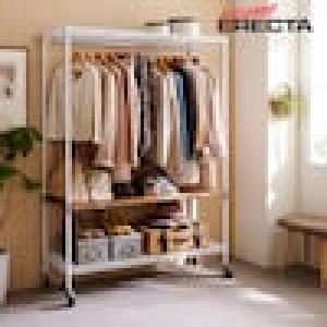 木製棚板付き頑丈ハンガーラック(奥行45cm)の商品写真