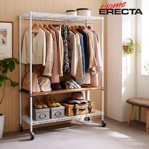 木製棚板付き頑丈ハンガーラック(奥行45cm)の商品写真