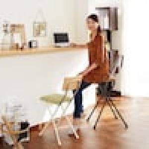 アッシュ材の背もたれの折りたたみハイチェアの商品写真