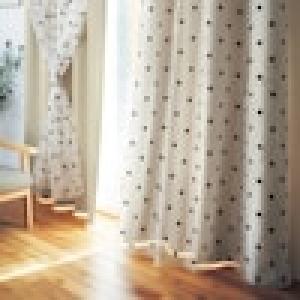 ドット柄の二重遮光カーテンの商品写真
