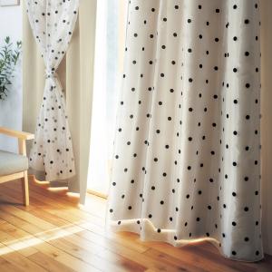 ドット柄の二重遮光カーテンの商品写真