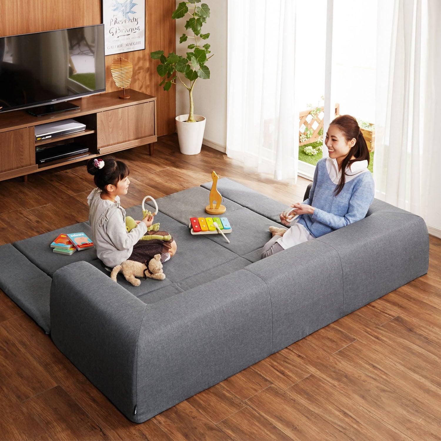 フロアマット付きカバーリングローソファーの商品写真