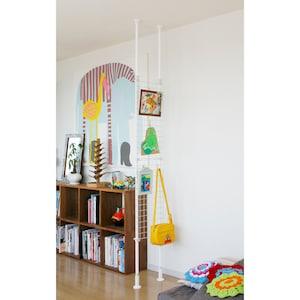 引っかけ収納が出来る突っ張りメッシュラック<ロング:幅35/ワイド:幅75cm>の商品写真