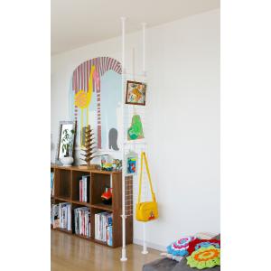 引っかけ収納が出来る突っ張りメッシュラック<ロング:幅35/ワイド:幅75cm>の商品写真