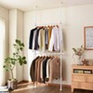 簡単突っ張り2段ハンガーラック <幅56~95cm>の商品写真