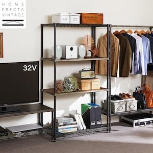 木棚板のヴィンテージ調スチールラック(奥行45cm)の商品写真