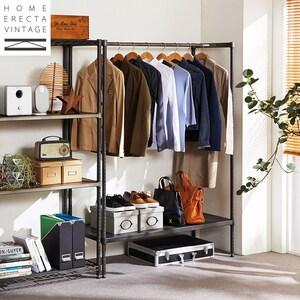 スチール棚のヴィンテージ調ハンガーラック(奥行45cm)の商品写真