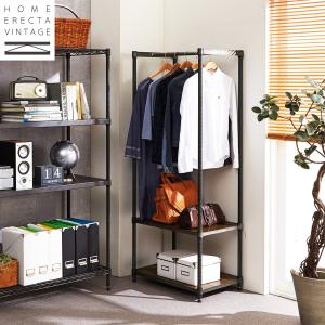 木棚板のヴィンテージ調ハンガーラック(奥行45cm)の商品写真