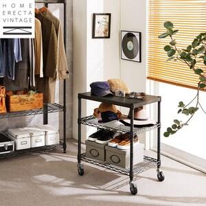 スチール天板のヴィンテージ調ワゴンの商品写真