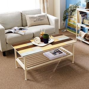 カラフル天板のリビングローテーブルの商品写真