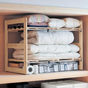 桐すのこの高さ調節&幅伸縮できる押入れ2段布団ラックの商品写真