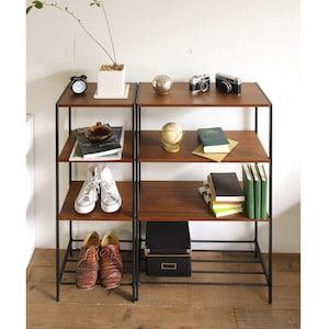 ウォルナット棚のスチールラックの商品写真