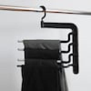 すべりにくい 4段スラックスハンガー 【同時に4本掛けられる】の商品写真