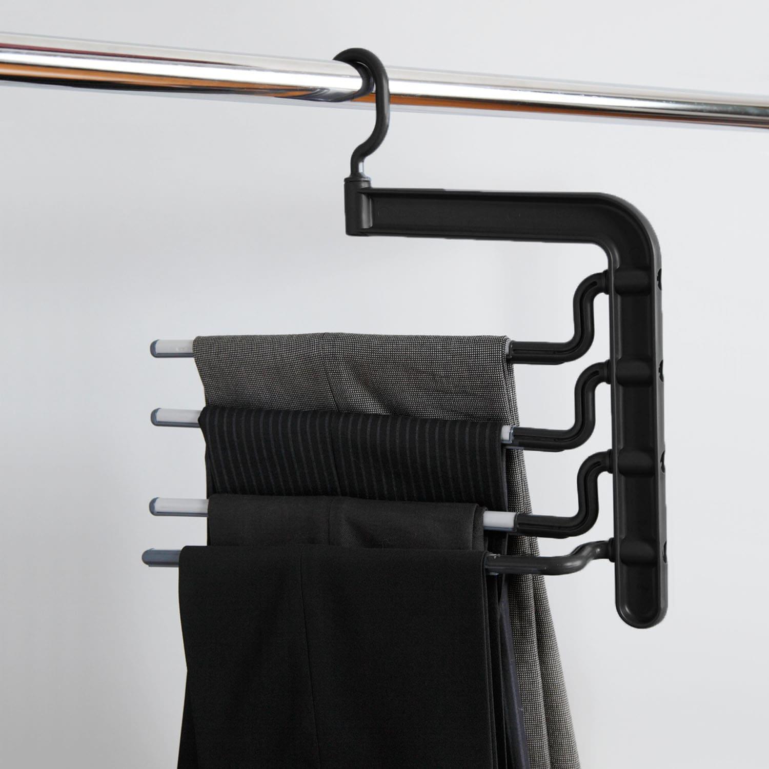 すべりにくい 4段スラックスハンガー 【同時に4本掛けられる】の商品写真