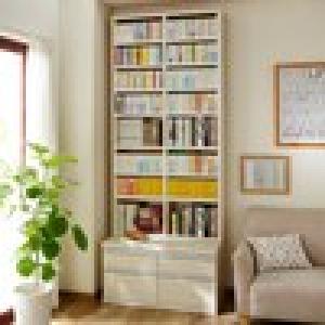 [日本製]1.5cmピッチ頑丈棚板の引出し付き本棚の商品写真