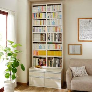 [日本製]1.5cmピッチ頑丈棚板の引出し付き本棚の商品写真