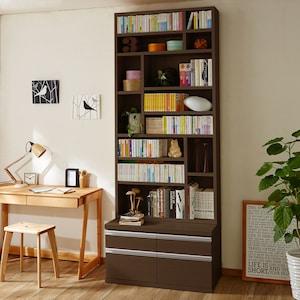 [日本製]頑丈棚板のディスプレイ引出し付き本棚の商品写真