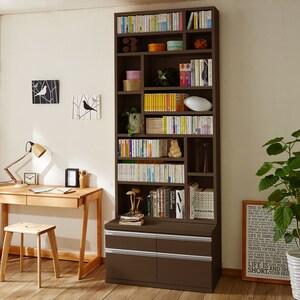 [日本製]頑丈棚板のディスプレイ引出し付き本棚の商品写真