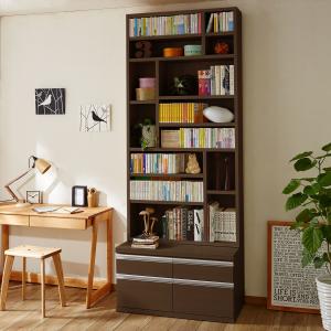 [日本製]頑丈棚板のディスプレイ引出し付き本棚の商品写真