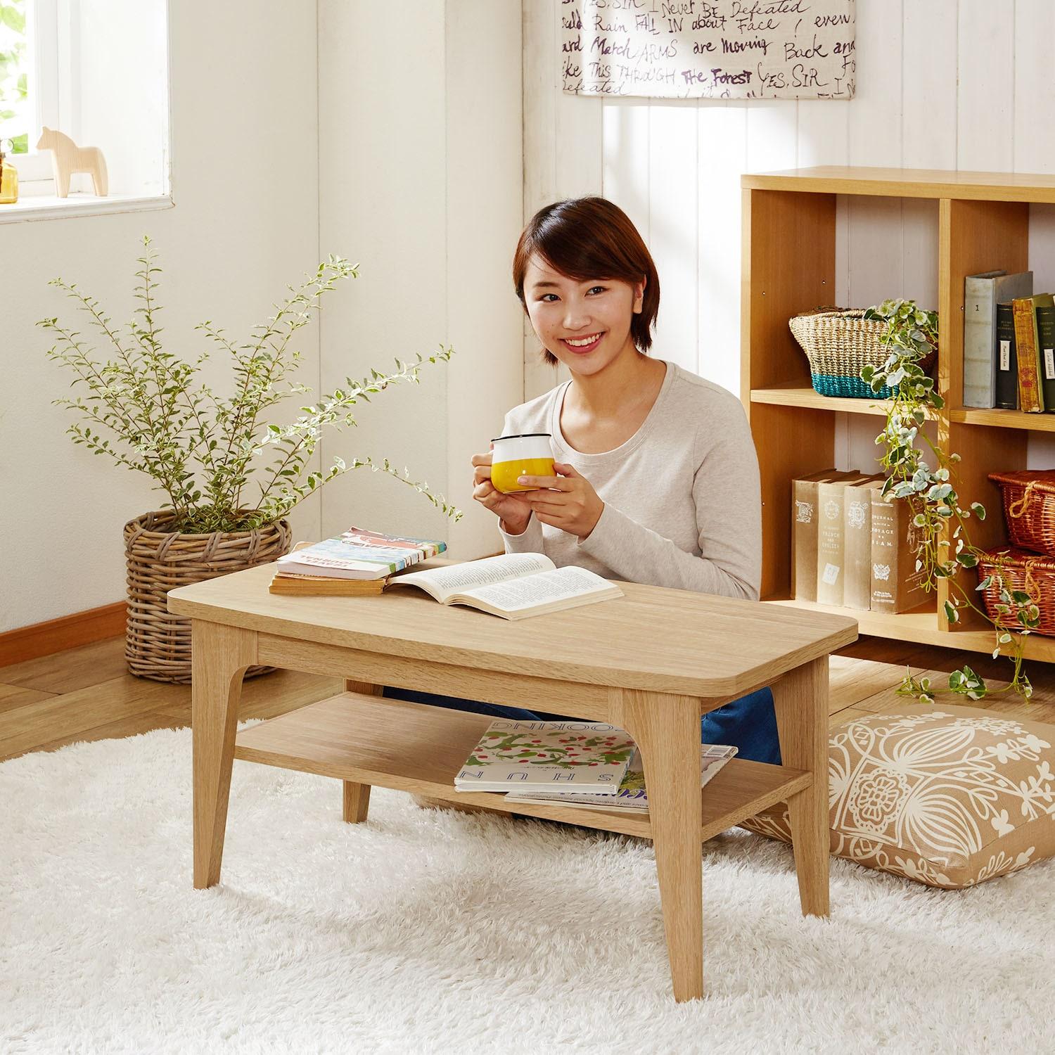 棚付きリビングローテーブルの商品写真