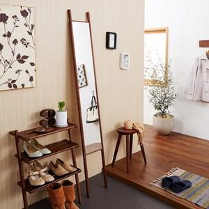 ウォルナット材のエントランスミラーの商品写真