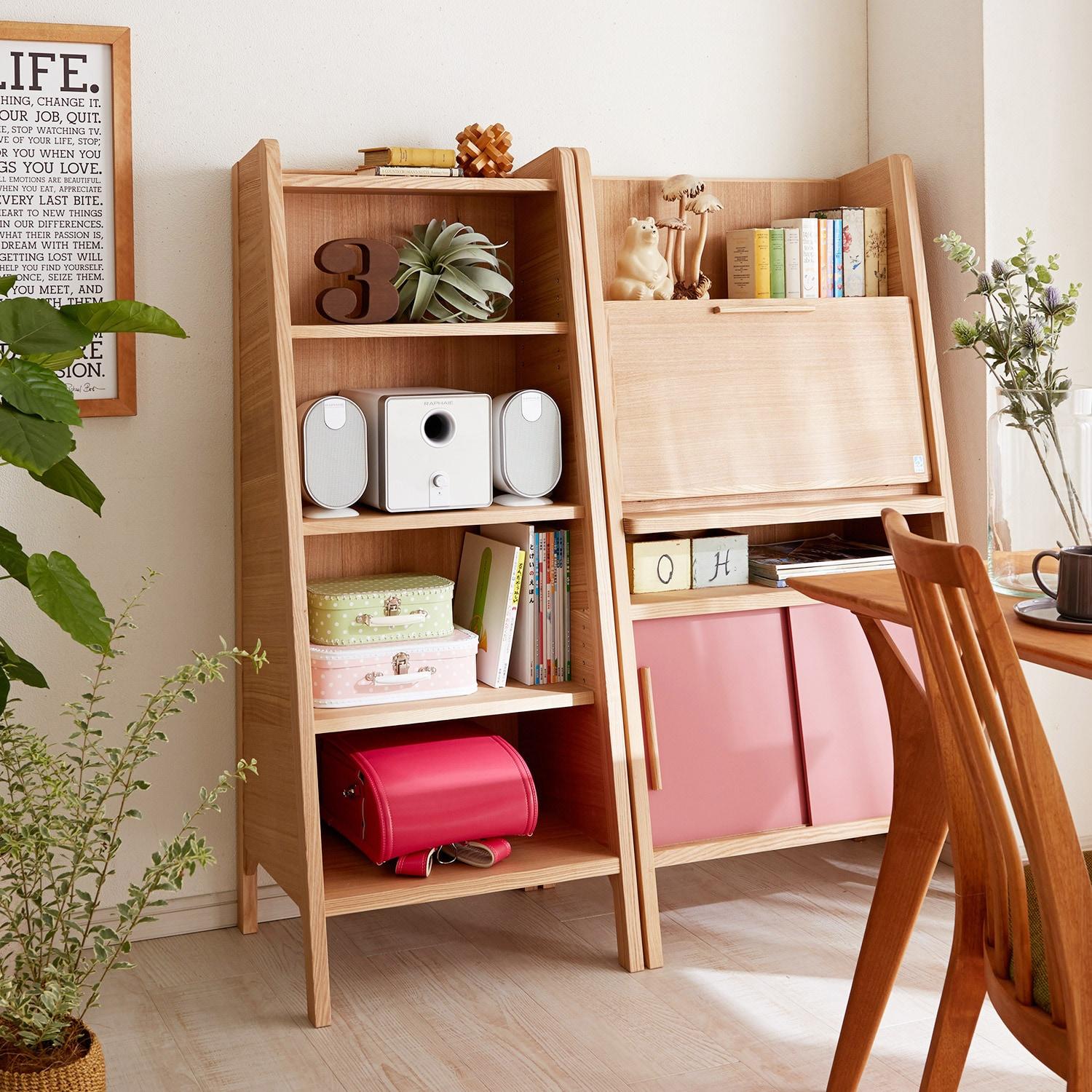 北海道産タモ材のランドセルも置けるシェルフの商品写真