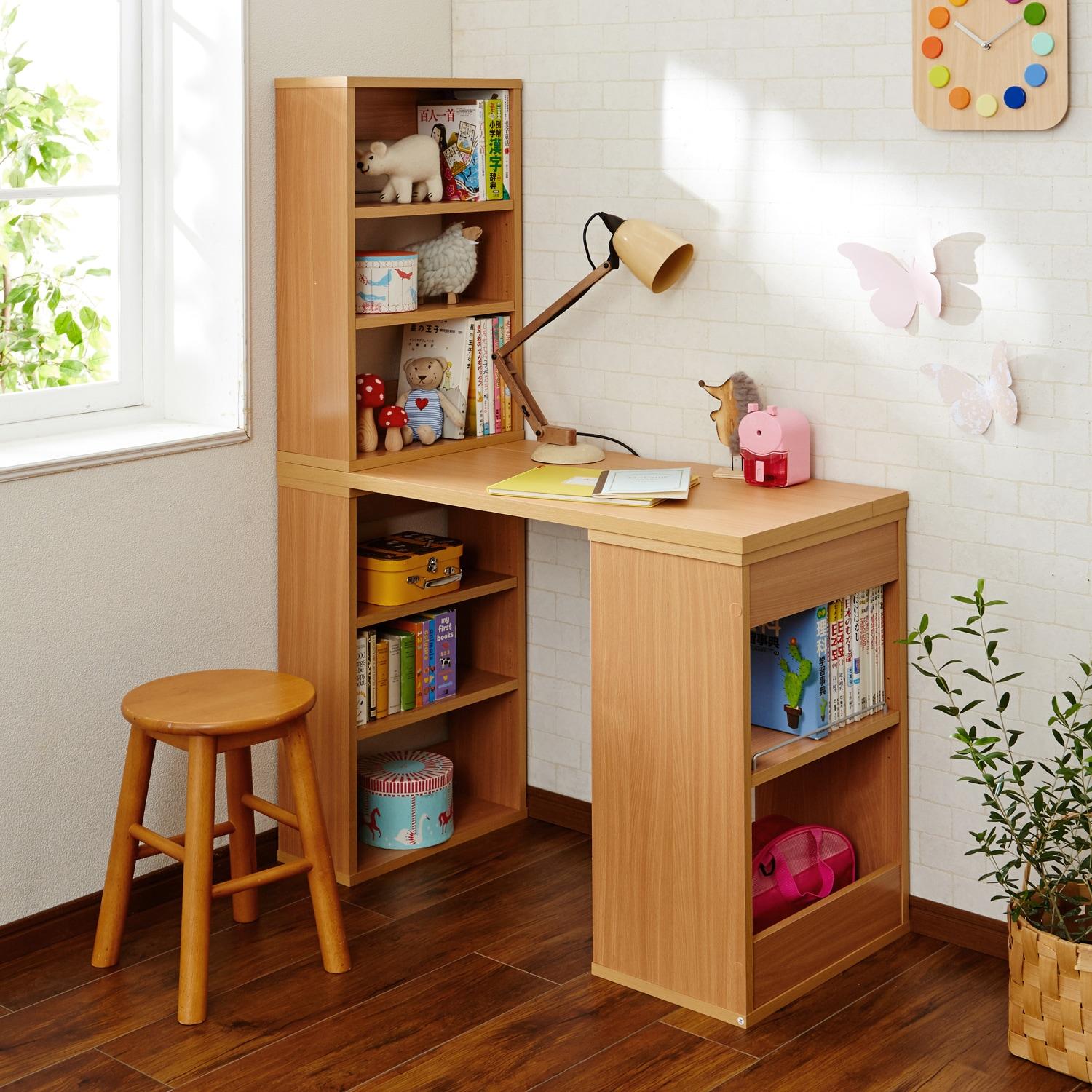 組み替えできるコンパクトラック付きデスクの商品写真