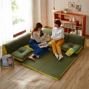 クッション付きコーナーローソファーセットの商品写真