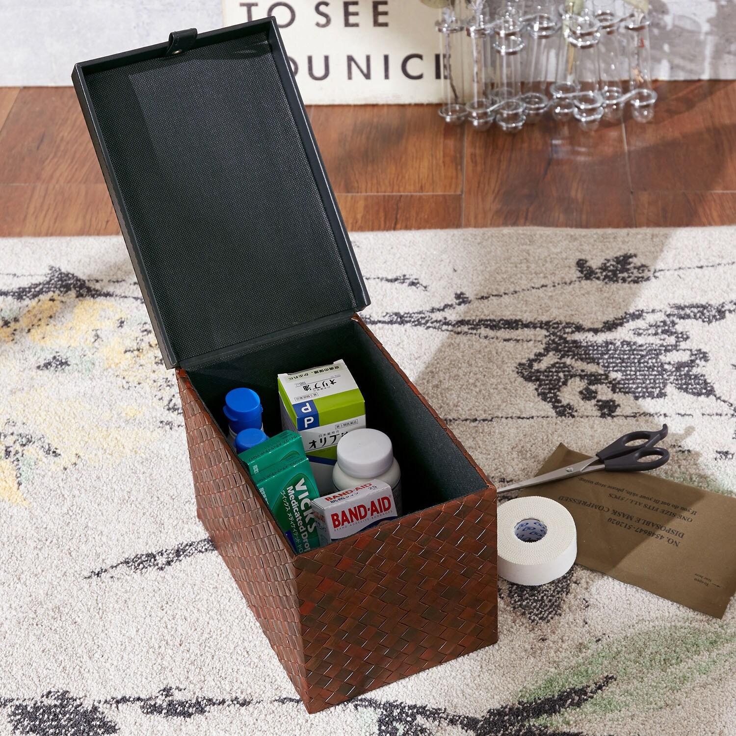 パンダンのふた付き収納ボックスの商品写真