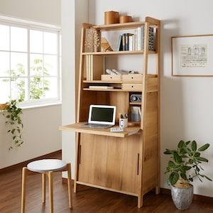 北海道産楢材オイル仕上げのライティングパソコンデスク(大雪木工)の商品写真