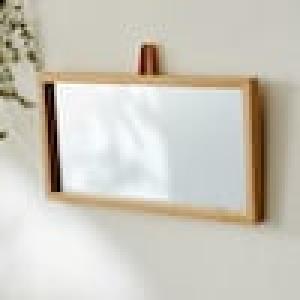 北海道産楢材をつかったオイル仕上げのフェイスウォールミラーの商品写真