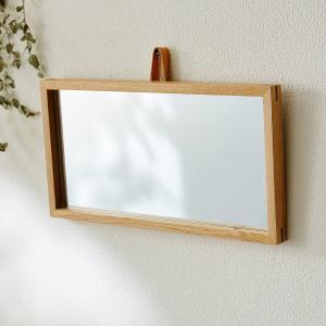 北海道産楢材をつかったオイル仕上げのフェイスウォールミラーの商品写真