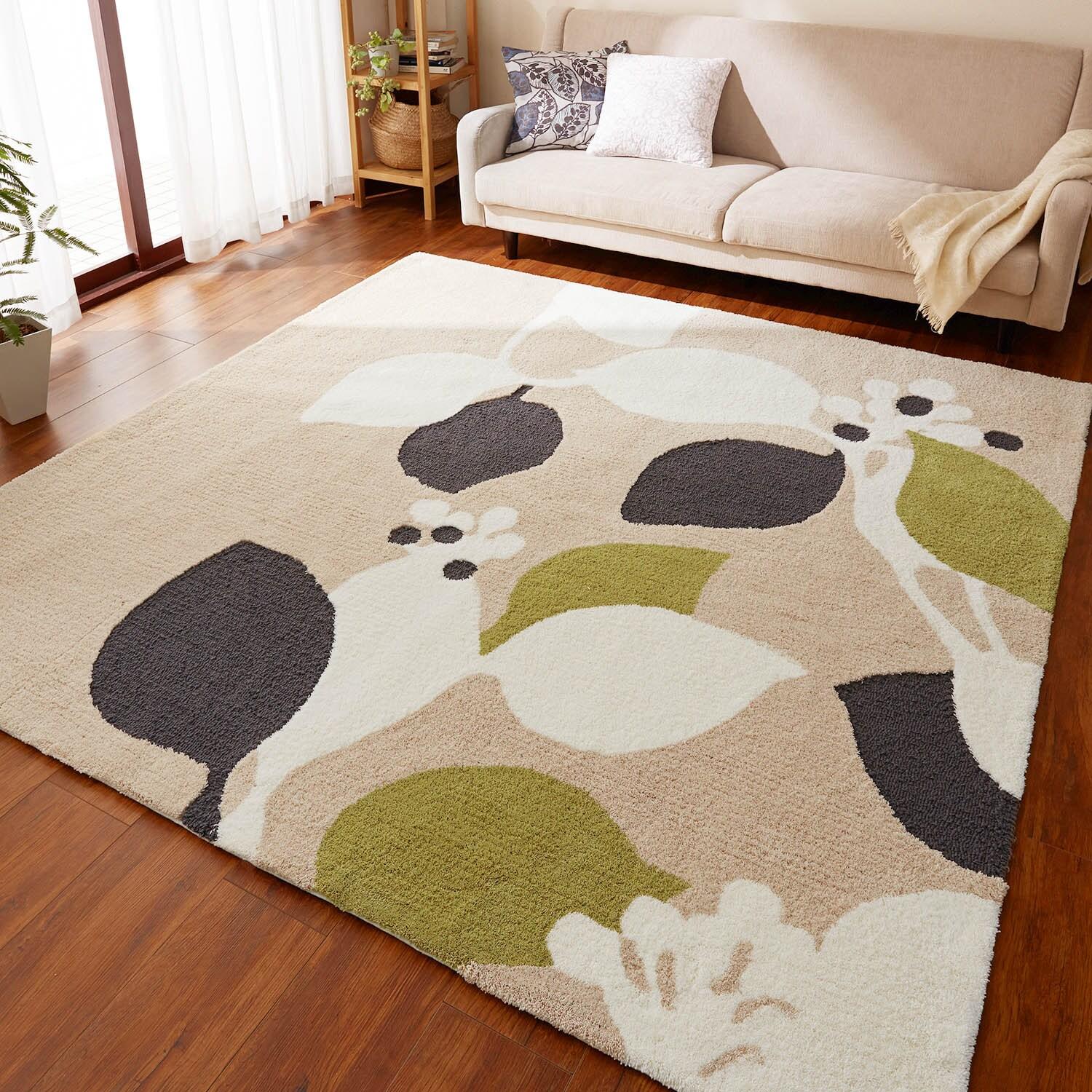 日本製すべりにくいラグ(モダンリーフ)の商品写真