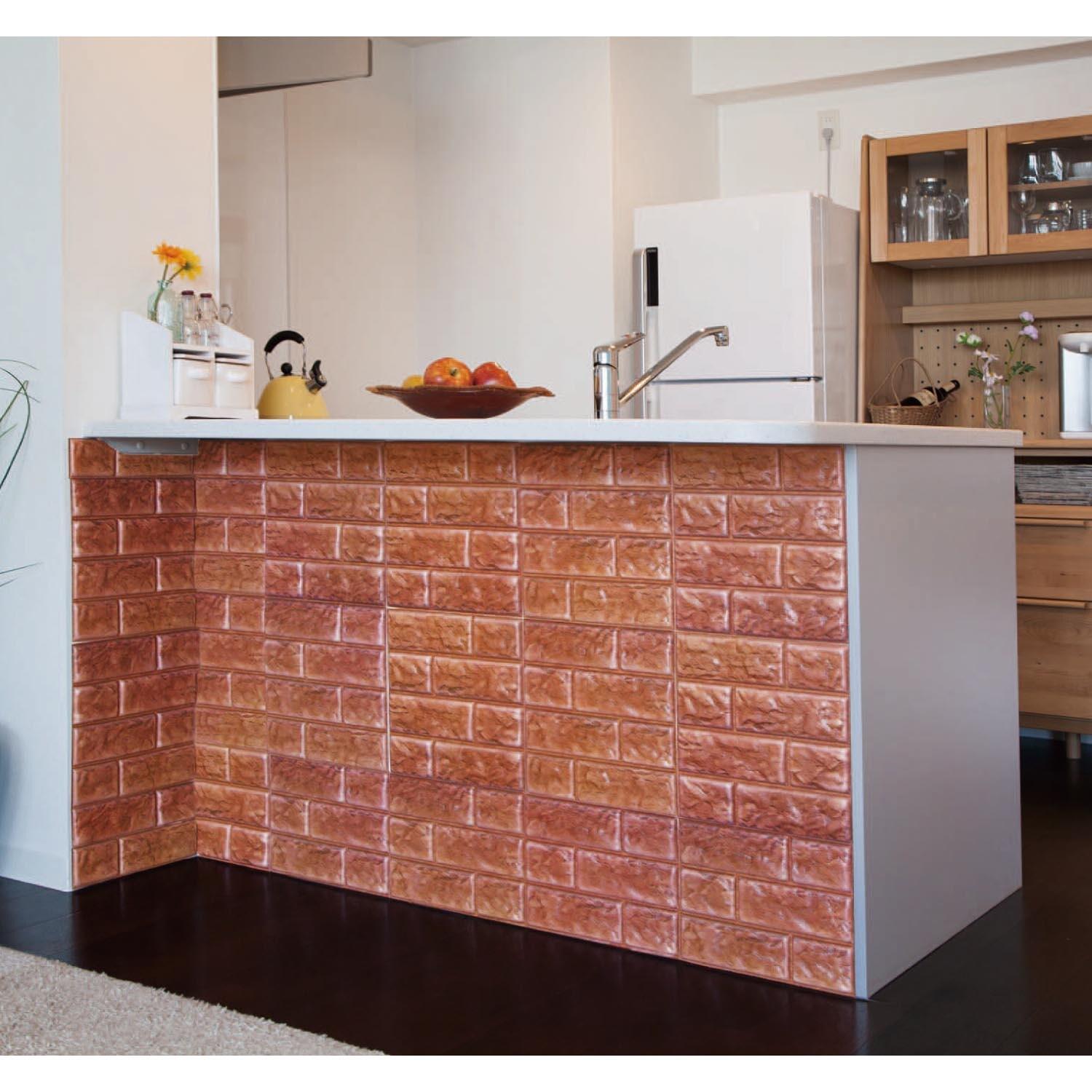 レンガ風ウォールパネル6枚セット <約30×30cm>【シールで貼付け】の商品写真