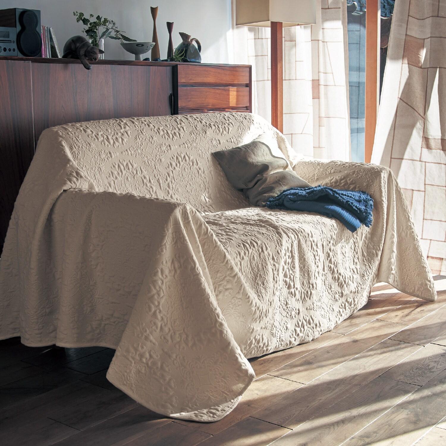 ふくれニット生地のジャカード織マルチカバー・ソファーカバーの商品写真