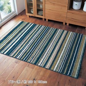 光沢のある糸を使ったマルチカラーのボーダーラグの商品写真