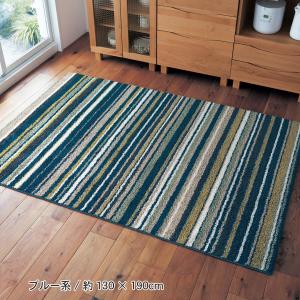 光沢のある糸を使ったマルチカラーのボーダーラグの商品写真