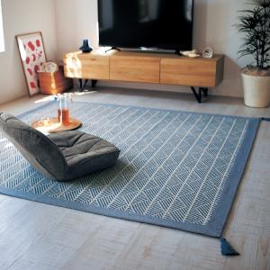 インド綿の洗えるヘリンボン風ジャカード織ラグの商品写真