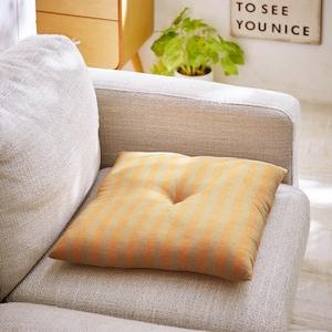 綿素材を使った先染めボーダー柄の小座布団(小紫陽花)の商品写真