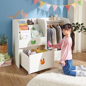 自分でお片付けワゴン付き絵本ラックの商品写真