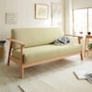 優しい風合いの2人掛けワイド木肘ソファーの商品写真