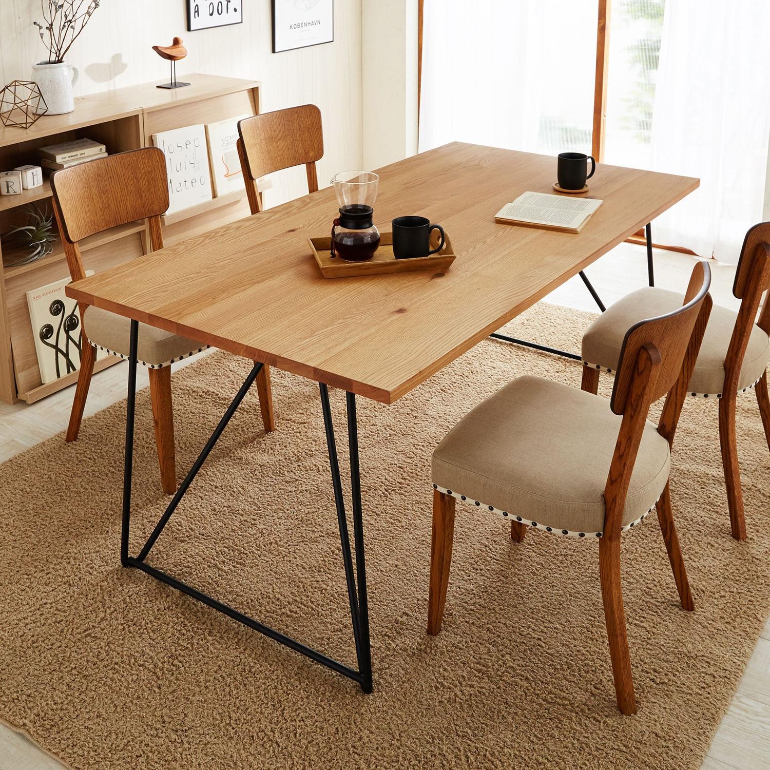 オーク材天板の脚を選べるダイニングテーブル <4人用/6人用>の商品写真