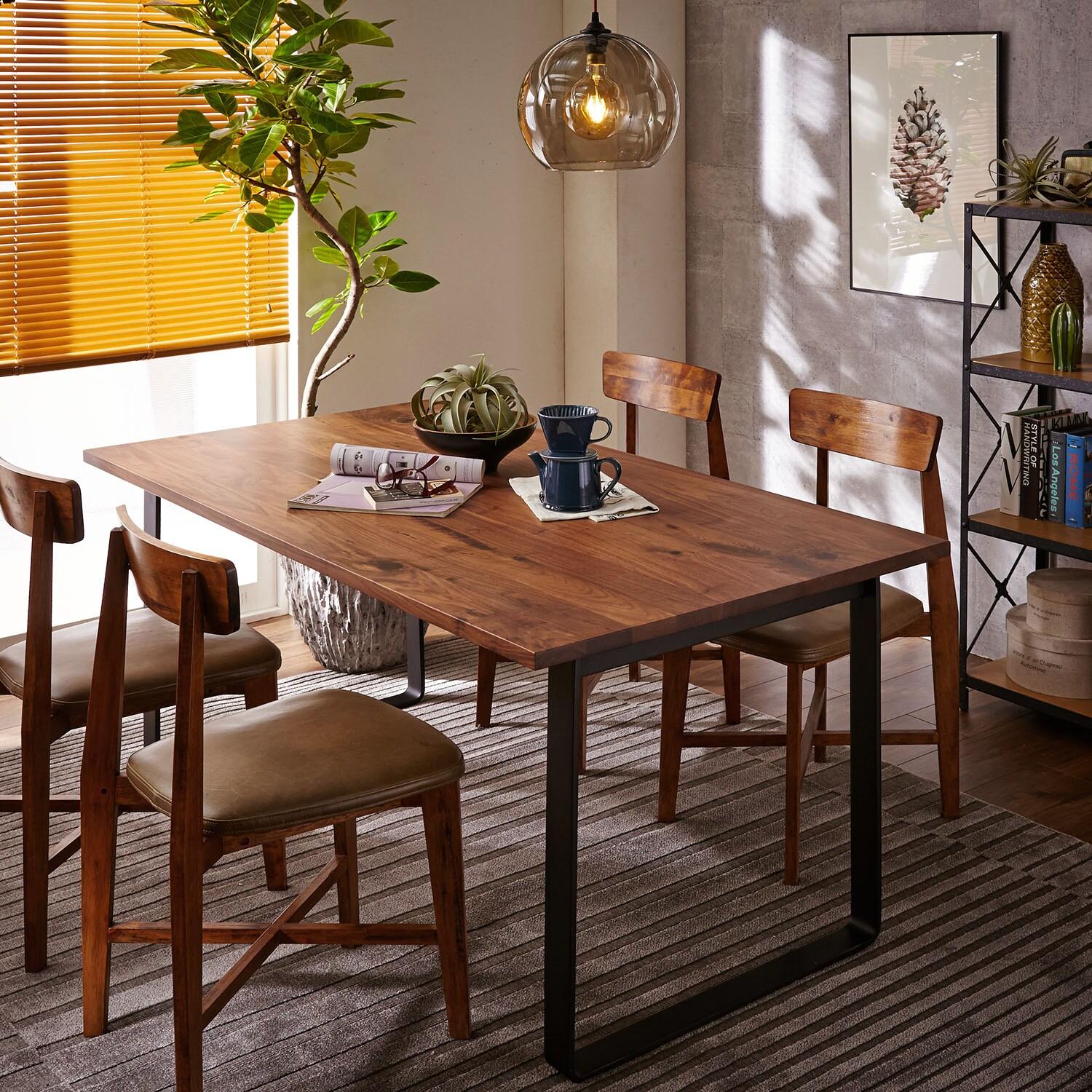 ウォルナット材天板の脚を選べるダイニングテーブル <4人用/6人用>の商品写真