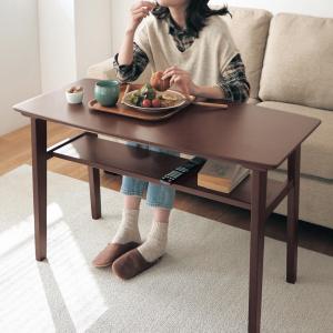 【4月28日までタイムセール】 ソファー前で作業がしやすい高さの棚付きリビングテーブルの商品写真