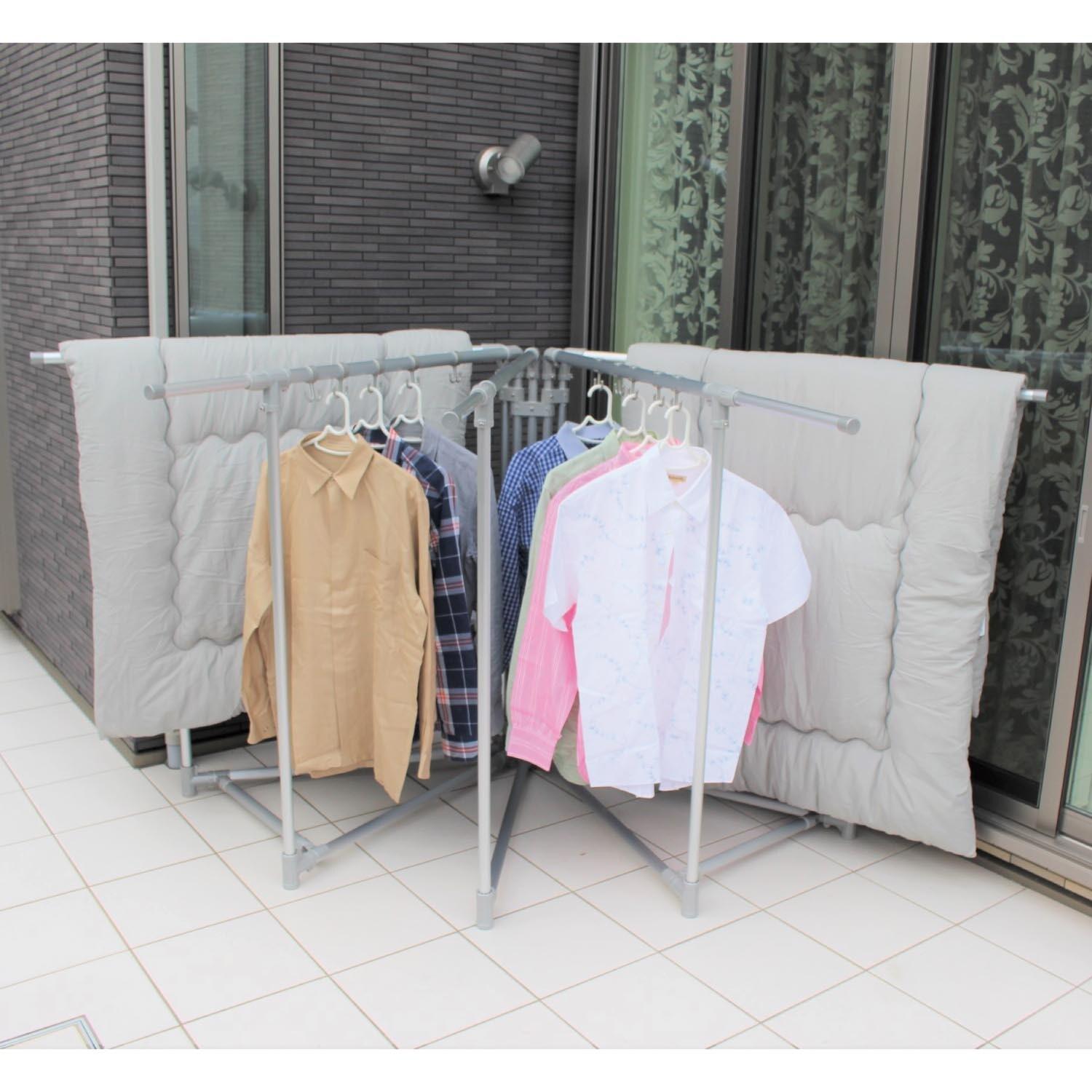 伸縮アーム付きで布団が5枚干せる軽量アルミ製室内室外兼用布団干しの商品写真