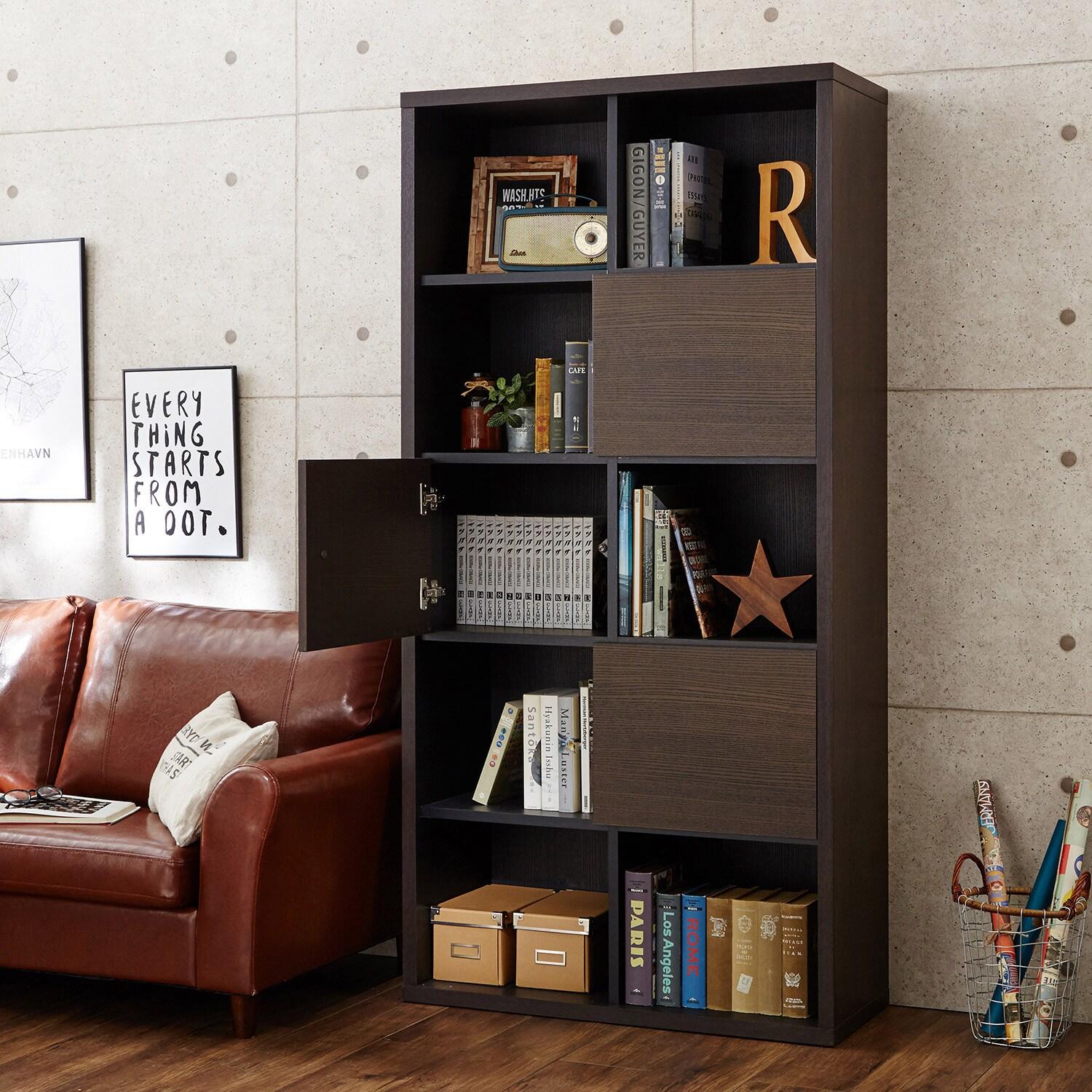 [日本製]男前デザインの扉付きオープンラックの商品写真