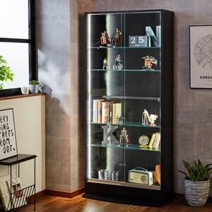 LEDライト・鍵付き大型コレクションキャビネット(引き戸タイプ)の商品写真