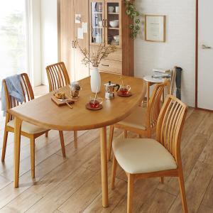 天然木の変形ダイニングテーブル <4人用>の商品写真