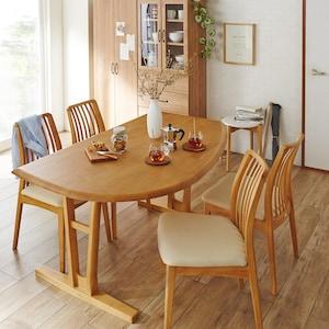 天然木の変形ダイニングテーブル(2本脚タイプ) <4人用>の商品写真