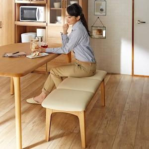 座面が独立した天然木の合皮張りベンチの商品写真